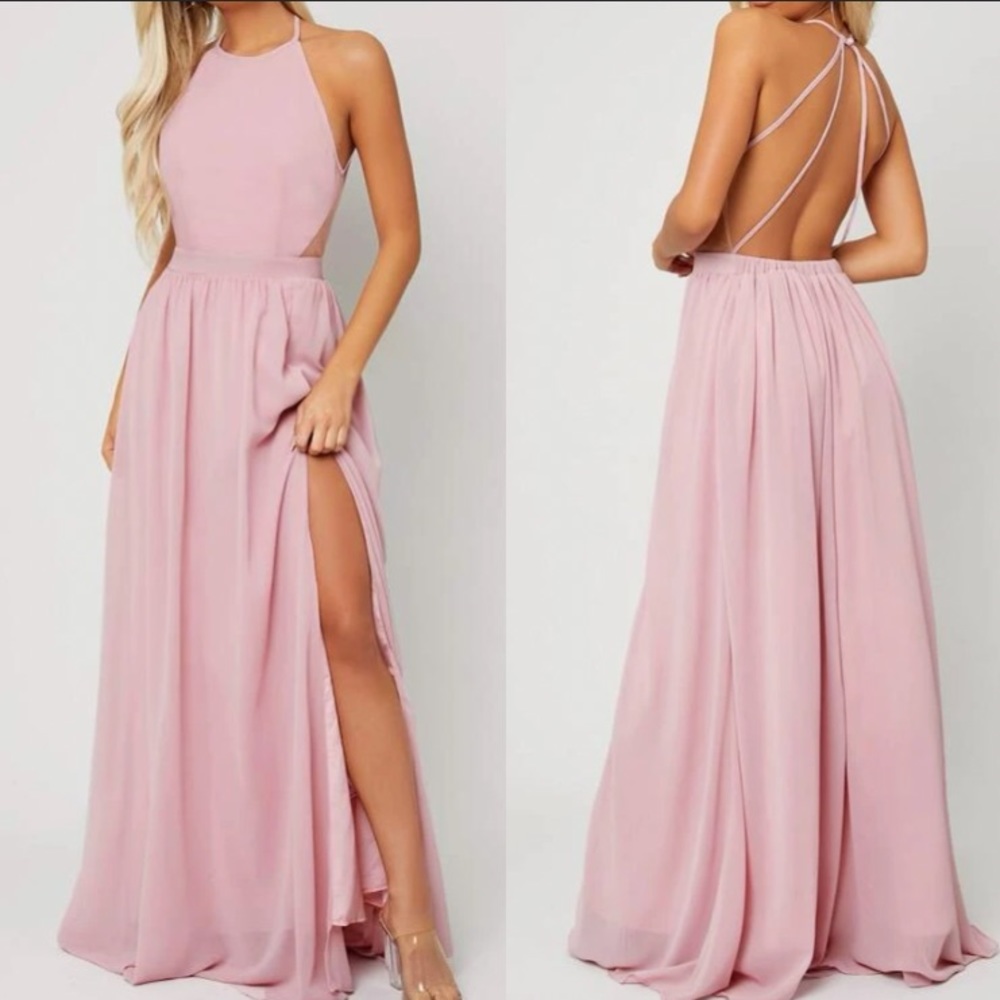 Luxe purple open back maxi dress